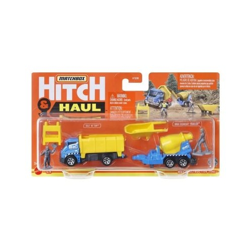 Set 2 vehicule scara 1 64 Matchbox HitchampHaul Construction Zone tilt ntip Cement trailer