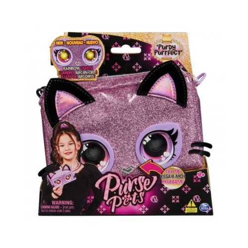Purse Pets Rainbow lights Gentuta interactiva Purdy Purrfect Spin Master