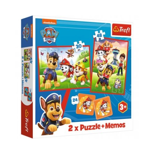 Puzzle 2-in-1 Memo Patrula Catelusilor Echipa in actiune Trefl