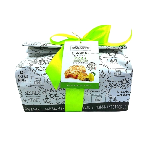 Cozonac Colomba Gourmet Pera cu pere si ciocolata 100% natural, 750 g, Dacasto