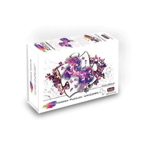 Puzzle din lemn multicolorat Unicorn 110 piese