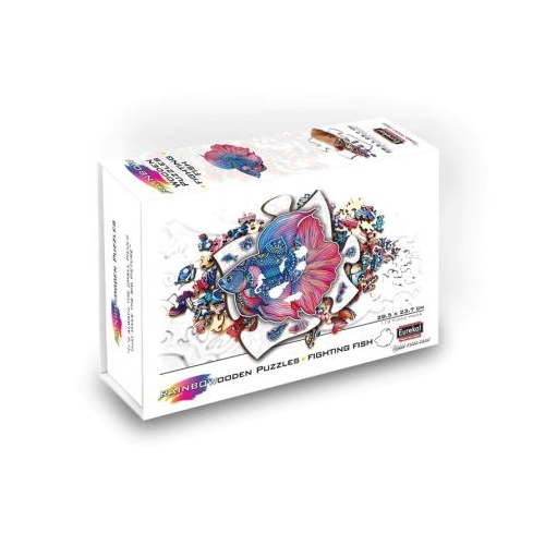 Puzzle din lemn multicolorat. Peste luptator 112 piese