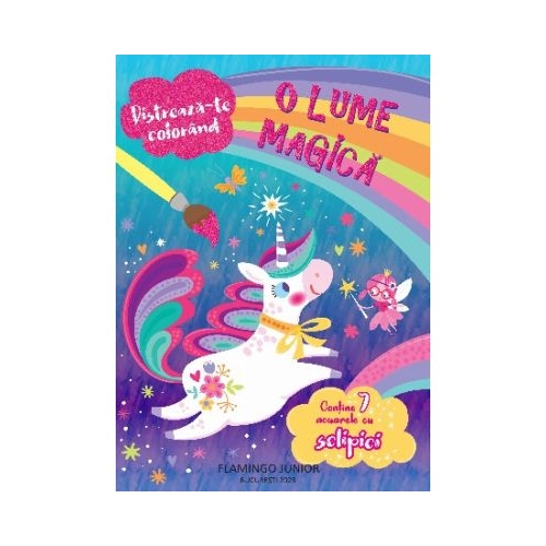 Distreaza-te colorand - O lume magica. Contine 7 acuarele cu sclipici