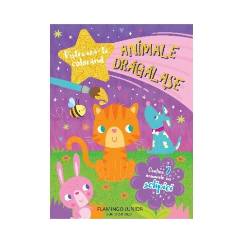 Distreaza-te colorand - Animale dragalase. Contine 7 acuarele cu sclipici