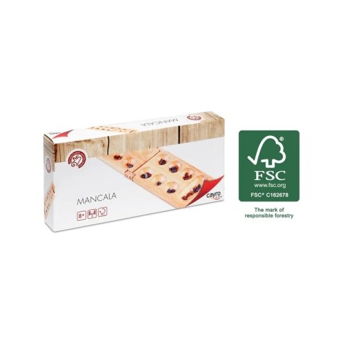 Joc de strategie Mancala tabla din lemn 48 pietre naturale Cayro