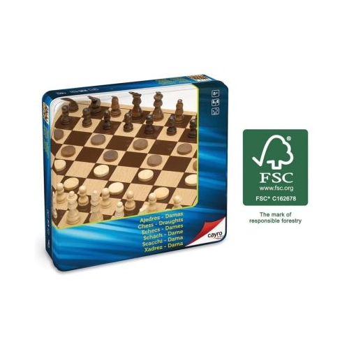 Joc Sah si Dame in cutie metalica Cayro