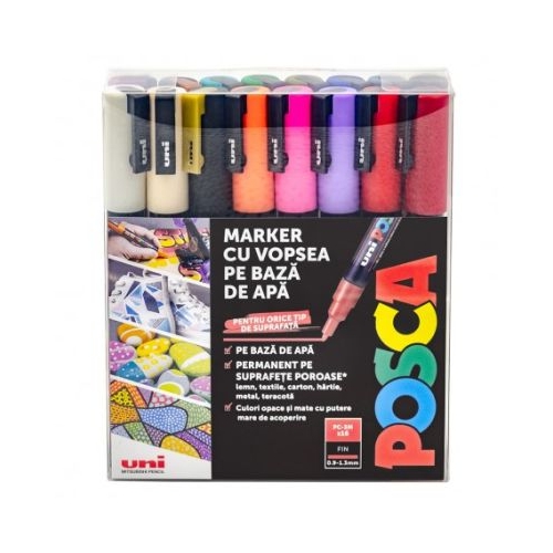 Set Markere UNI PC-3M 0. 9-1. 3 mm 16 culori Posca