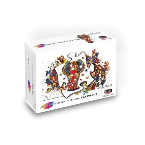 Puzzle din lemn multicolorat Elefant 120 piese