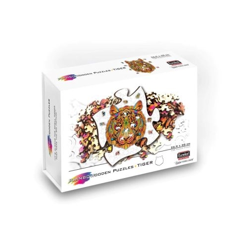 Puzzle din lemn multicolorat Tigru 138 piese