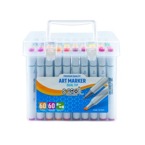 Markere cu 2 Capete 6 mm-3 mm 60 CuloriSet S-COOL