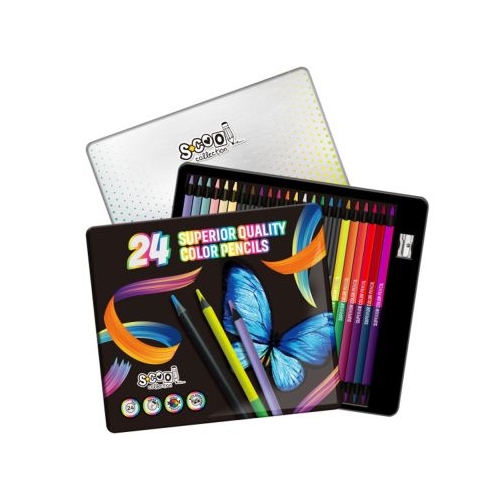 Creioane Color Super Soft Lemn Negru 24 Culori/Set S-COOL