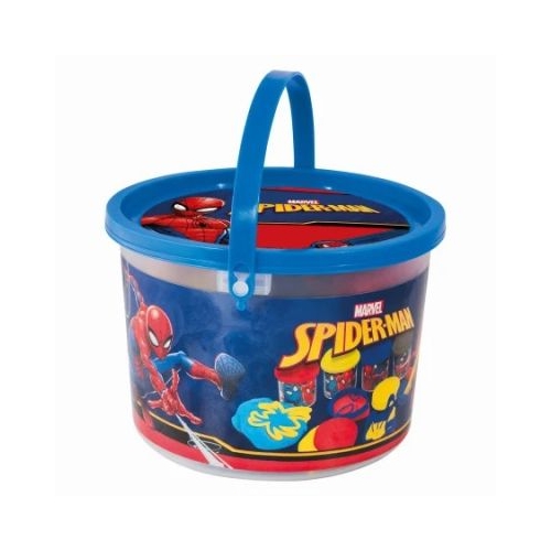 Galetusa cu 4 borcanase de plastilina si accesorii de modelat Spiderman As Games