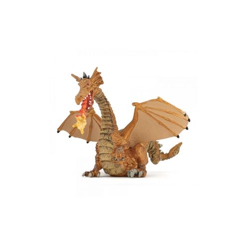 Figurina dragon auriu inaripat cu flacara Papo