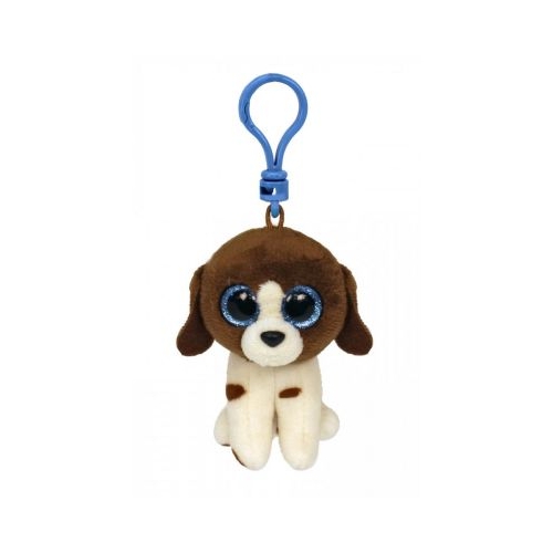 Plus breloc 8. 5 cm Mini Boos Muddles Caine maro cu alb Ty