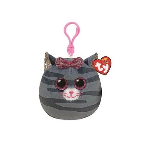 Plus breloc 8. 5 cm Squishy Beanies Kiki Pisicuta gri Ty