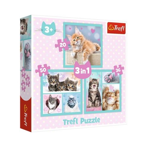 Puzzle 3-in-1 Pisicutele dragalase Trefl