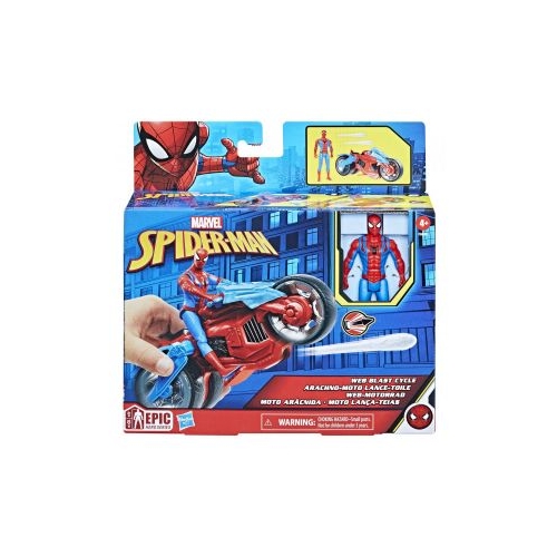Set figurina Spiderman si vehicul Web blast cycle