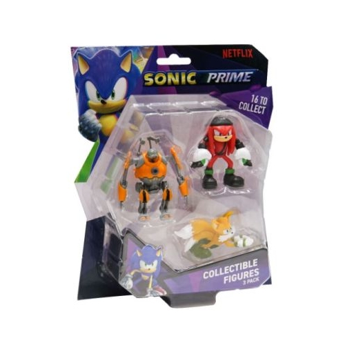 Set 3 figurine 6cm Sonic Prime Eggforcer Knuckles Ny Tails