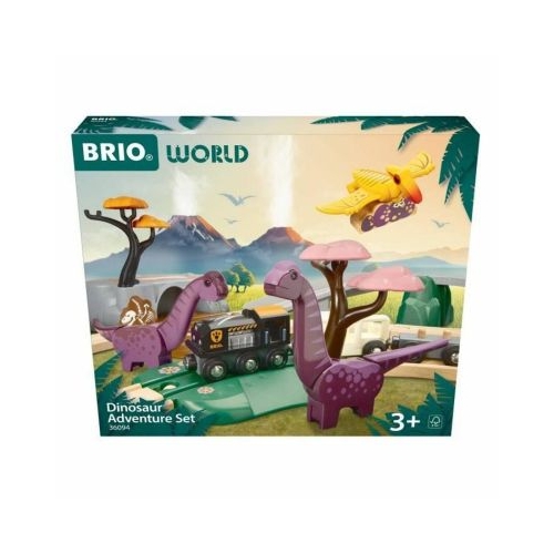 Set aventura dinozaurilor pentru trenulete BRIO