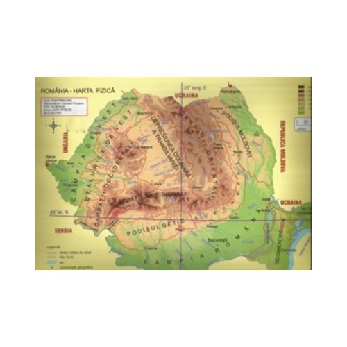 Plansa Romania harta fizica