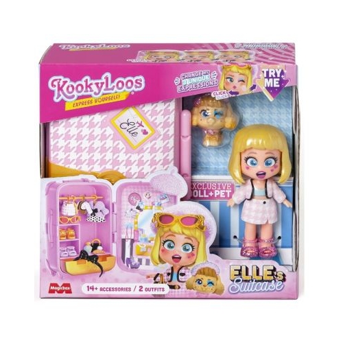 Set de joaca cu papusa si accesorii KookyLoos - Valiza lui Elle