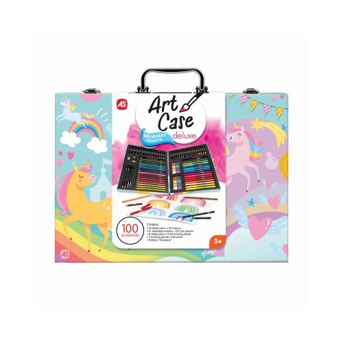 Set de desen Art Case Deluxe cu 100 de accesorii Unicorn As Games