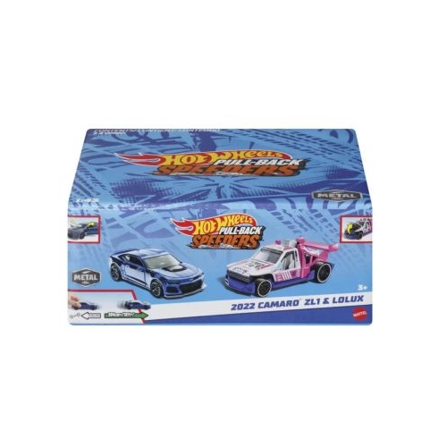 Set 2 masinute metalice pull back black Camaro ZL1 2022 si Lolux 1:43 Hot Wheels