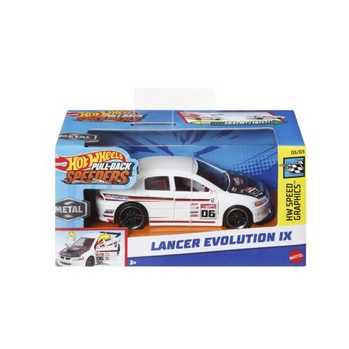 Masinuta metalica cu sistem pull back Lancer Evolution IX scara 1/43 Hot Wheels