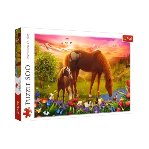 Puzzle 500. Calutii la apus Trefl