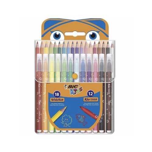 Set creativ coloriaj Bic. 18 creioane colorate si 12 markere CT8112