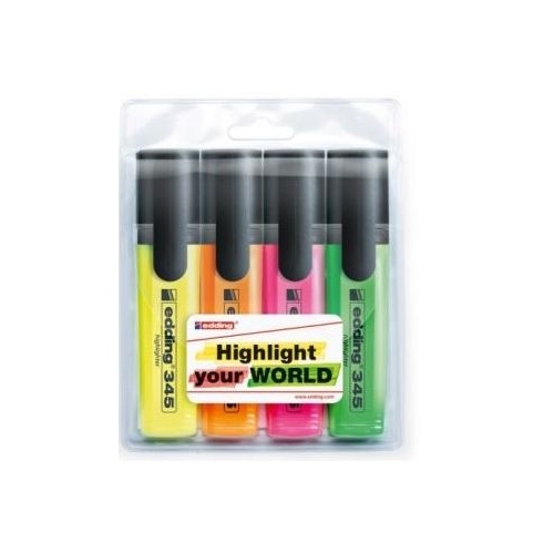 Textmarker Edding 345 varf 2-5 mm 4 culori/set ED345400