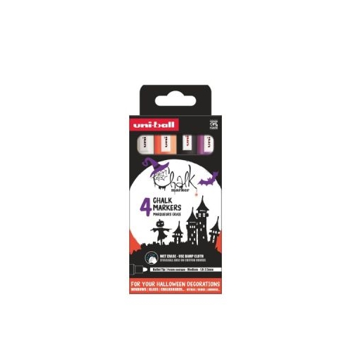 Set 4 bucati marker creta Halloween, Uni-ball (M1557)