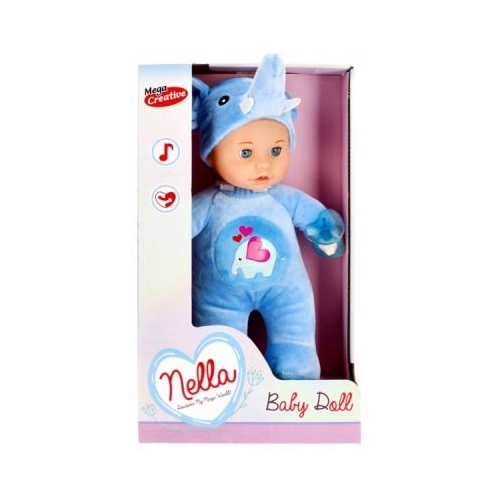 Jucarie papusa bebelus Nella Doll 30cm MegaCreative imbracat in elefant J1384