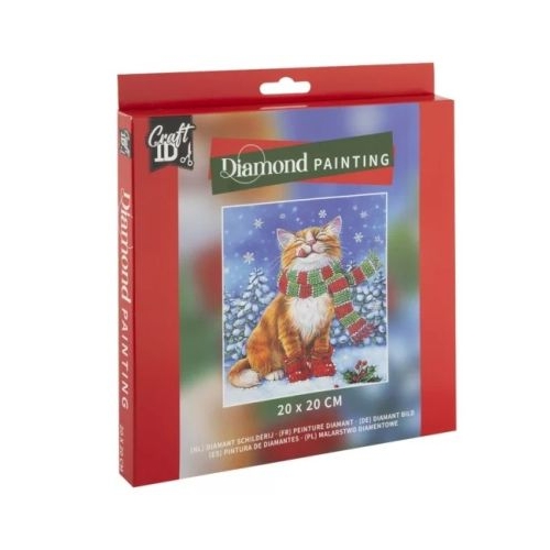 Set creativ diamond painting cu tematica de Craciun Pisicuta fericita