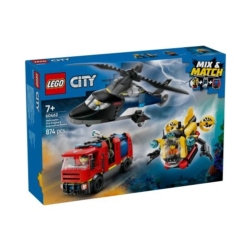LEGO City. Elicopter camion de pompieri si submarin remixate 60462 874 piese