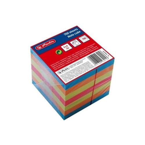 Cub hartie notes Herlitz 9930157 700 coli 90x90mm 4 culori neon