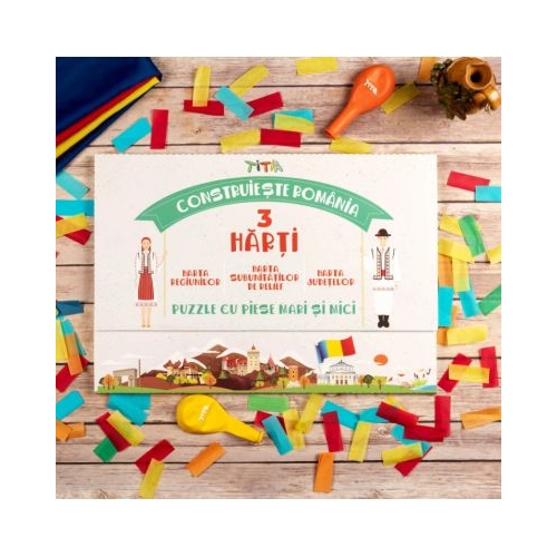 Puzzle Construieste Romania. Judete regiuni relief