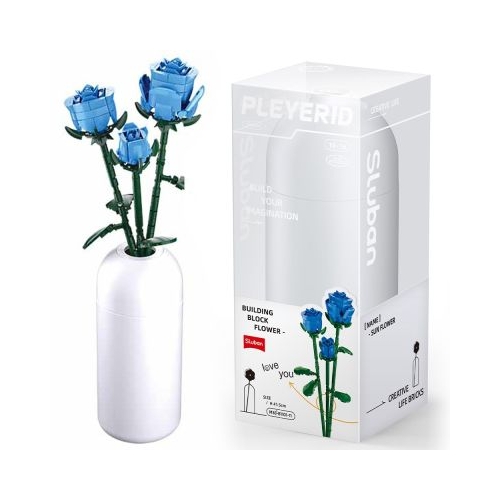 Set de Constructie Flowers Trandafir Albastru 238 piese Sluban