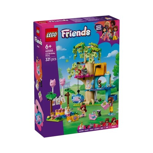 LEGO Friends. Petrecere de ziua de nastere a pisicii si casuta in copac 42666 321 piese