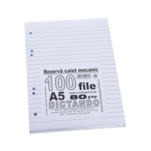 Rezerva caiet mecanic dictando A5 100 file Casa Tipografica