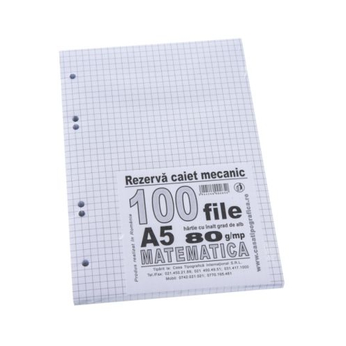 Rezerva de caiet mecanic A5 de matematica Casa Tipografica