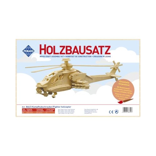 Kit constructie din lemn elicopter de lupta 86 piese Pebaro 8662