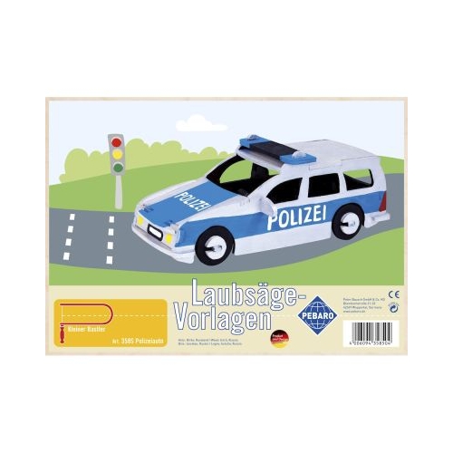 Sablon din lemn masina de politie pentru traforaj dimensiunea A4 Pebaro 358S