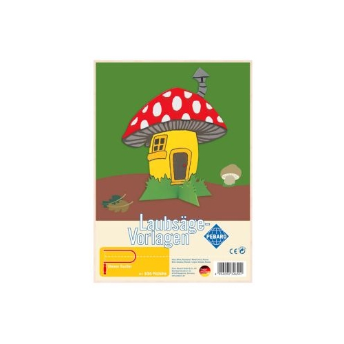 Sablon din lemn casuta in forma de ciuperca pentru traforaj dimensiunea A4 Pebaro 346S