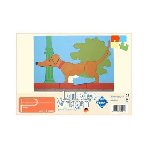 Sablon din lemn caine Dachshund pentru traforaj dimensiunea A4 Pebaro 3141S