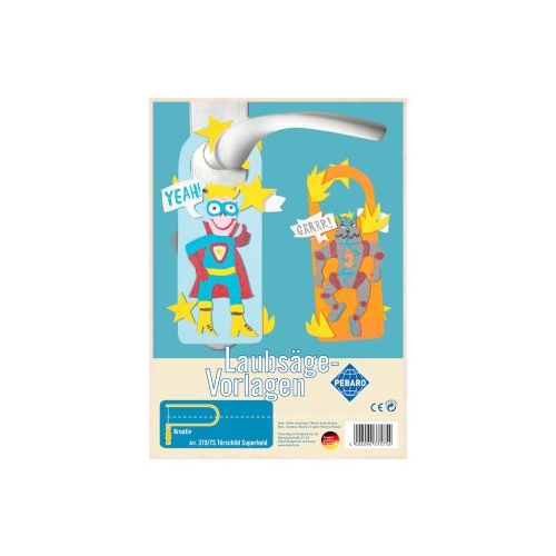 Sablon din lemn semn de usa cu supereroi pentru traforaj dimensiunea A4 Pebaro 3759S