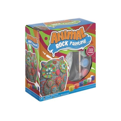 Set pictura pe pietre 12 cm 6 culori si pensula bufnita