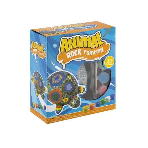 Set pictura pe pietre 12 cm 6 culori si pensula broasca testoasa