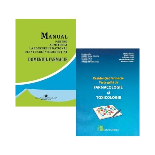 Pachet Admitere Facultatea de Farmacie Manual pentru admitere si Teste grila de Farmacologie si Toxicologie