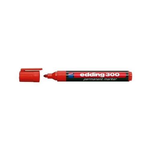 Marker permanent Edding 300 corp plastic varf rotund 1. 5-3 mm rosu